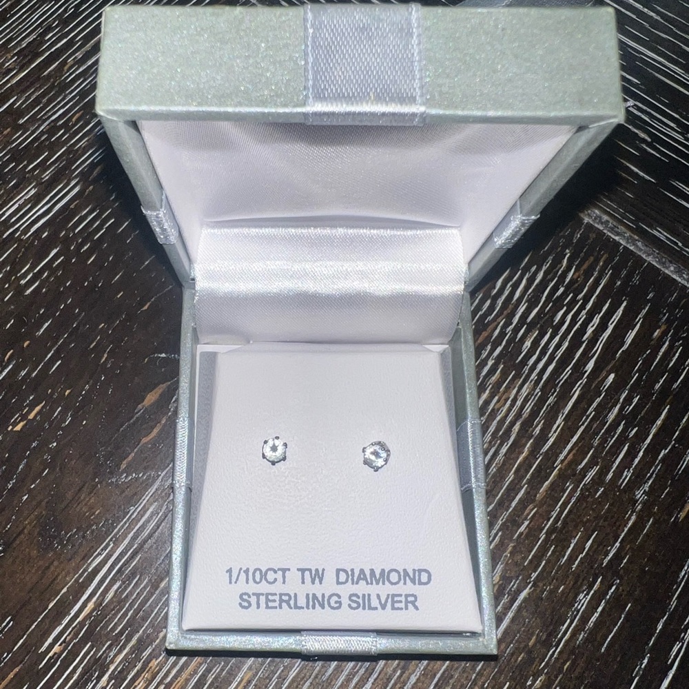 Diamond sterling Silver Earrings